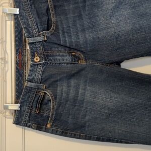 Eddie Bauer Long Straight Leg Dark Wash Mid Rise Jeans 8L